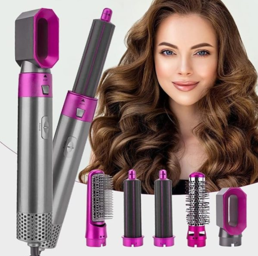 5 in 1 Hair Styler Hot Air Brush – Hair Dryer, Straightener, Curler, Comb & Volumizer with Negative Ion Technology for Easy Hair Styling